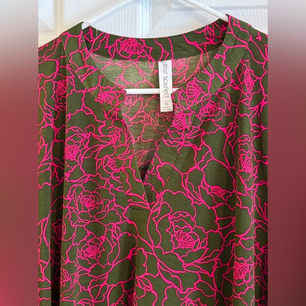 Dear Scarlett Olive and Pink Floral Dress - Picture 4 of 5